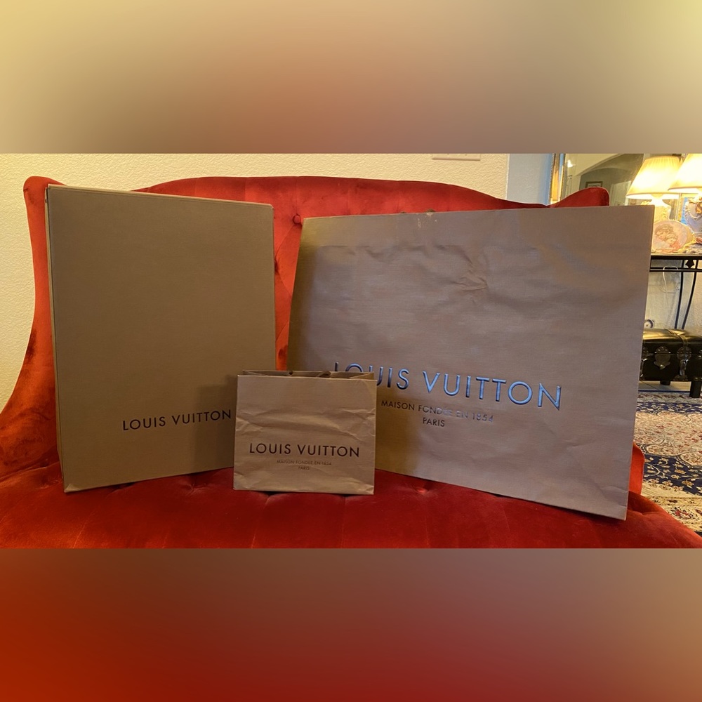 Louis Vuitton box and shopping bag